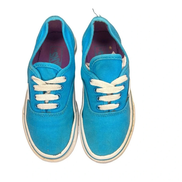 Vans Authentic Cyan Blue/ True White Lace Up Canvas Sneakers Youth‎ Size 11.0 - Picture 2 of 10
